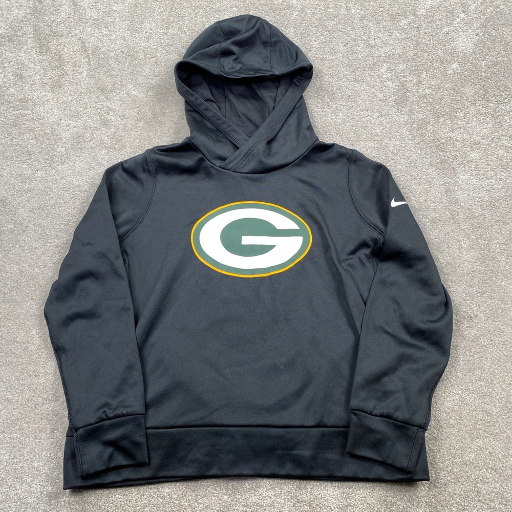 Nike Green Bay Packers Hoodie Women Large Black NFL Pullover NKBH-00A